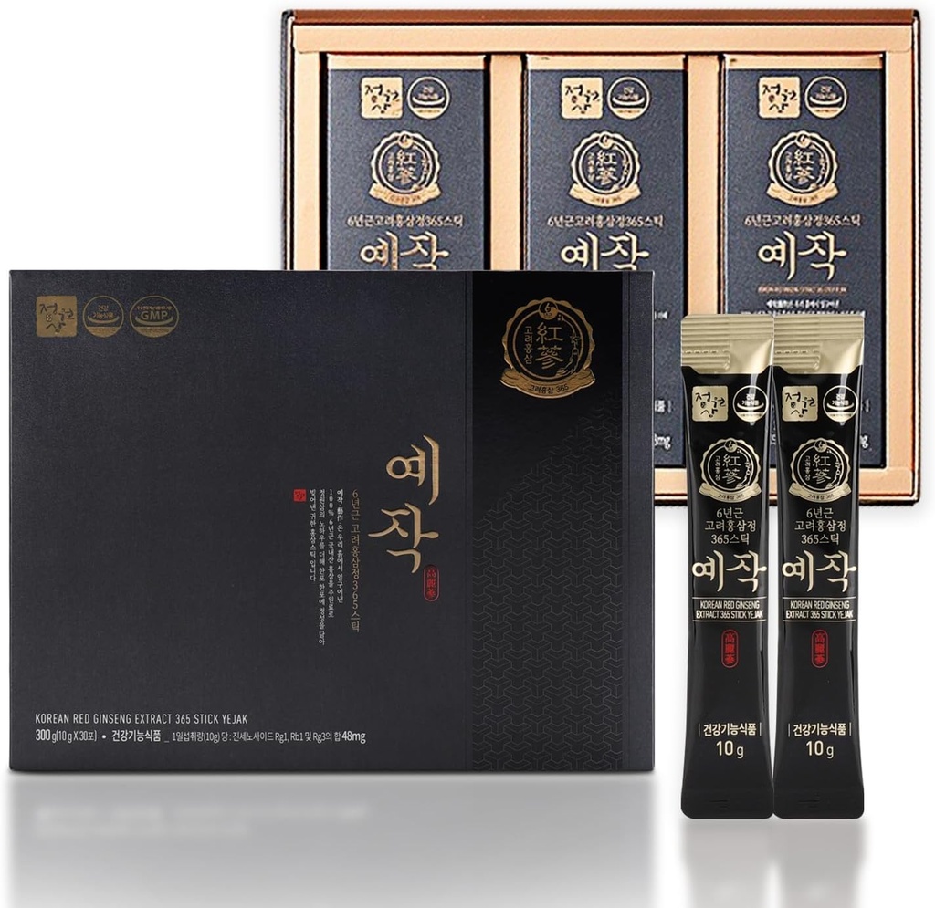 (原始内容存档于2018-03-21) (韩语). Premium Yejak 6-year Korean Red Ginseng extract 30 sticks | Vegan | 48mg Ginsenosides per stick | 能源,焦点, Fatigue, Immune支持 | Daily Vitality Supers for Men and Women