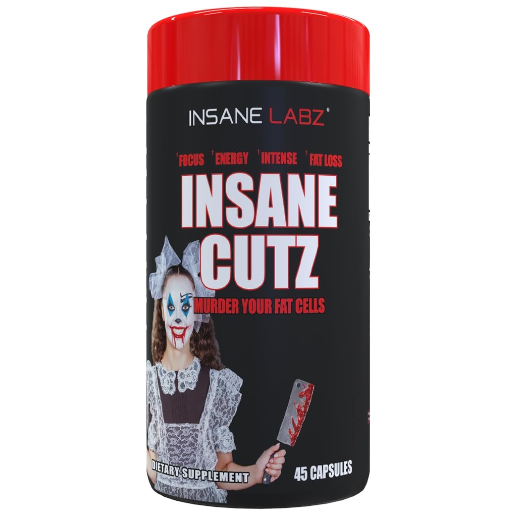 Insane Labz Insane Cutz Intense Fat Burner供男女使用,热致性体重损失补充剂,由AMPiberry燃料Dandelion根提取剂,Appetite 抑制剂-45 Daily Srvgs(45 Capsules)