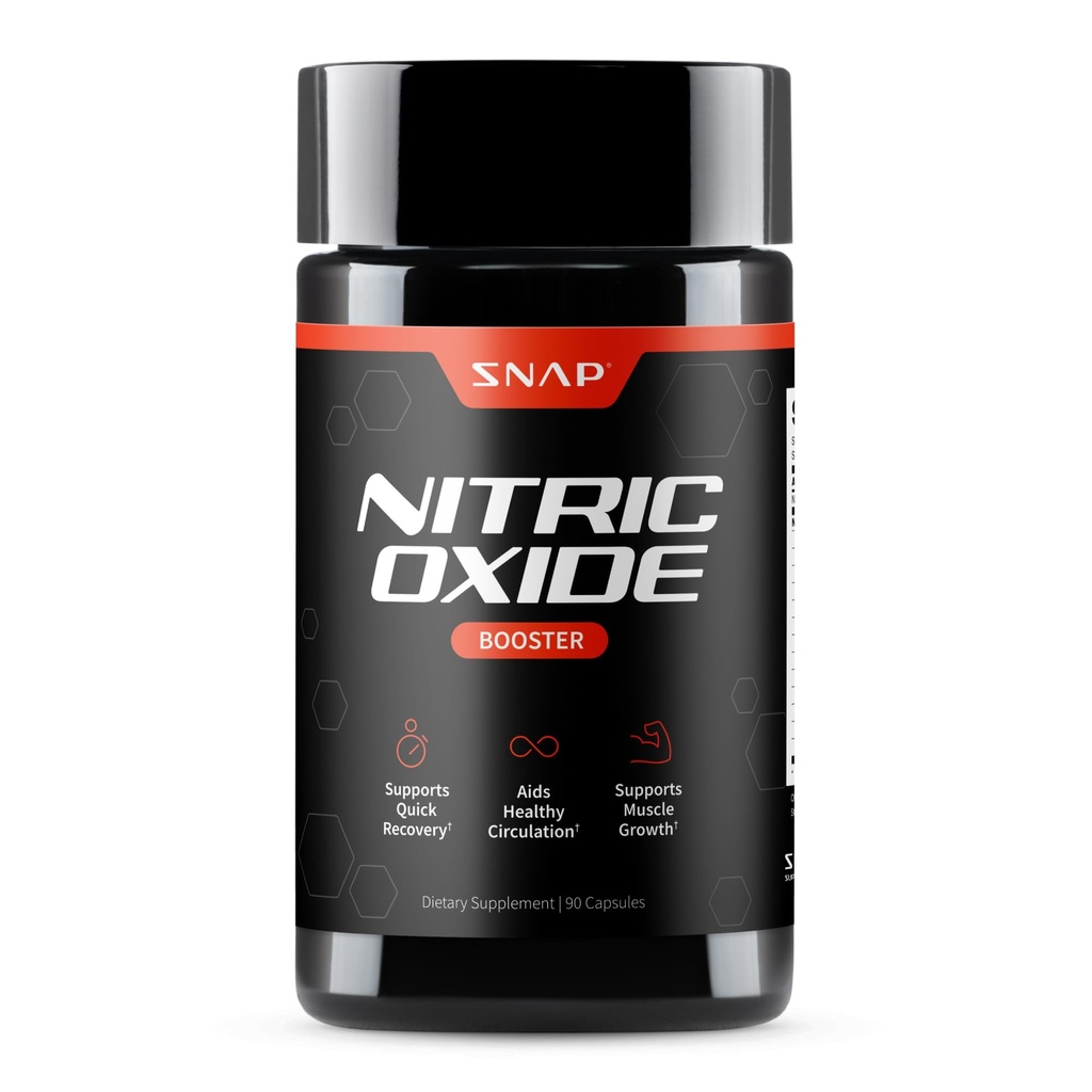 Snap 补充 Nitric Oxide 助推器 Pre Workout, 肌肉构建器 - L Arginine, L Citrulline 1500mg 公式, Tribulus 提取 & Panax Ginseng, 强度和耐力 (90 Capsules)