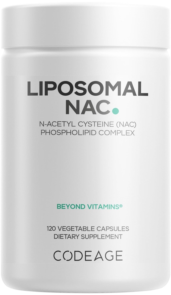 编码 Liposomal NAC 补充 - N-乙酰L-Cysteine 氨基酸 - 2个月供应 - 免费形式 NAC - 磷脂复合体 - Vegan, Non-GMO, Gluten-Free, 奶油 - 120 Capsules