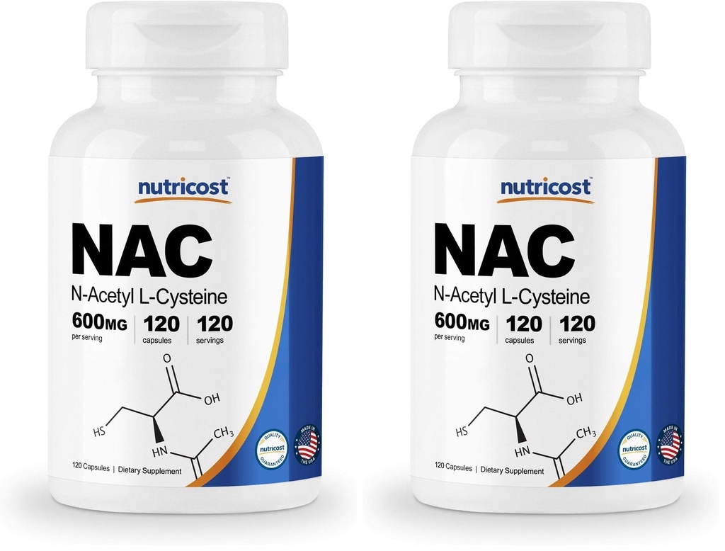 N-Acetyl L-Cysteine(NAC) 600mg, 120个蔬菜卡普尔-非GMO, Gluten Free, 蔬菜卡普尔(包2)
