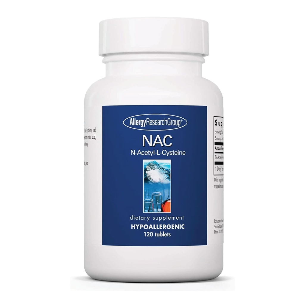 过敏研究小组 NAC 补充 - N-乙酰-L-Cysteine, Glutathione 前体, 支持免疫功能, 健康黏液清除, 自由形式氨基酸, 假甲酸 - 120 计数