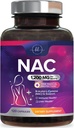 NAC 补充剂 - 每服1200mg N-乙酰-L-Cysteine – 用强抗氧化剂提供最佳吸收免疫支持 - 呼吸和肝脏健康支持 - Gluten Free, Bottled in USA - 120 Capsules