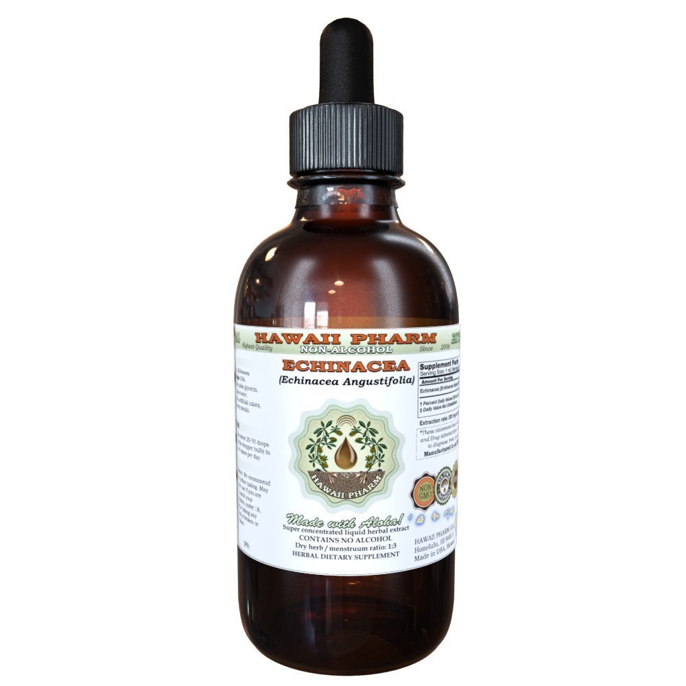 Echinacea无酒精液体提取物,Echinacea (Echinacea Angustifolia) 干根甘油(Glycerite) 夏威夷药草天然草药补充剂 2 oz