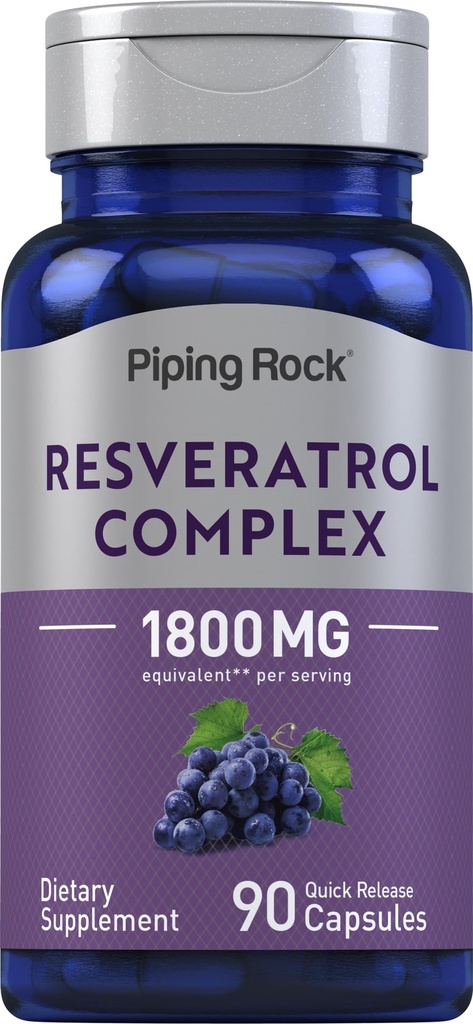 Pipping Rock Resveratrol Complex | 90 Capsules | Ultra Potent | 非GMO, Gluten 免费补编