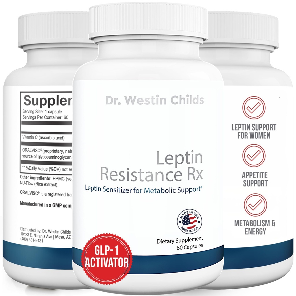 Westin Childs博士 – Leptin Resistance Rx – 天然Leptin 灵敏剂支持女性治疗甲状腺素,Metabolical Health, Vitality, Energy, Focus with Glycosaminoglycans, Vitamin C - 60 cm