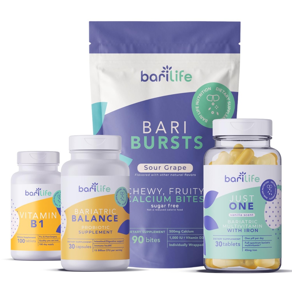 Bari Life Gastric Sleeve和Gastric Bypass Vitamin和补充启动工具箱(葡萄)