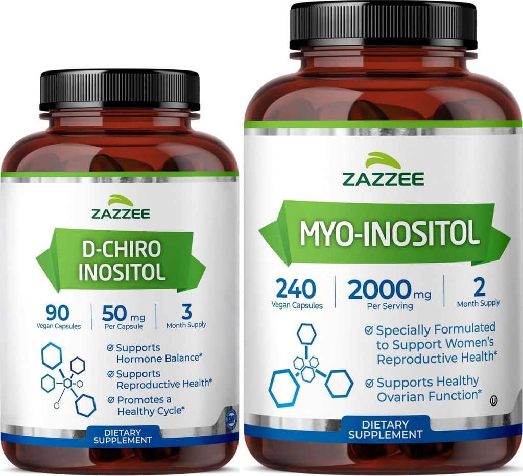 Zazzzee 40:1 女性的Myo和D-Chiro Inositol比例补充 女性的D-Chiro和Myo Inositol Capsules 循环调控 Ovarian 支持和整体Hormone平衡 - Vegan & ISO 实验室测试