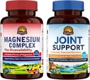 Vitalitown Magnesium + Glucosamine Chondroitin MSM Bundle (Pack of 2) + 镁复合体(项目1) + 联合支持* (项目2) + 120 镁胶囊和 90 联合胶囊