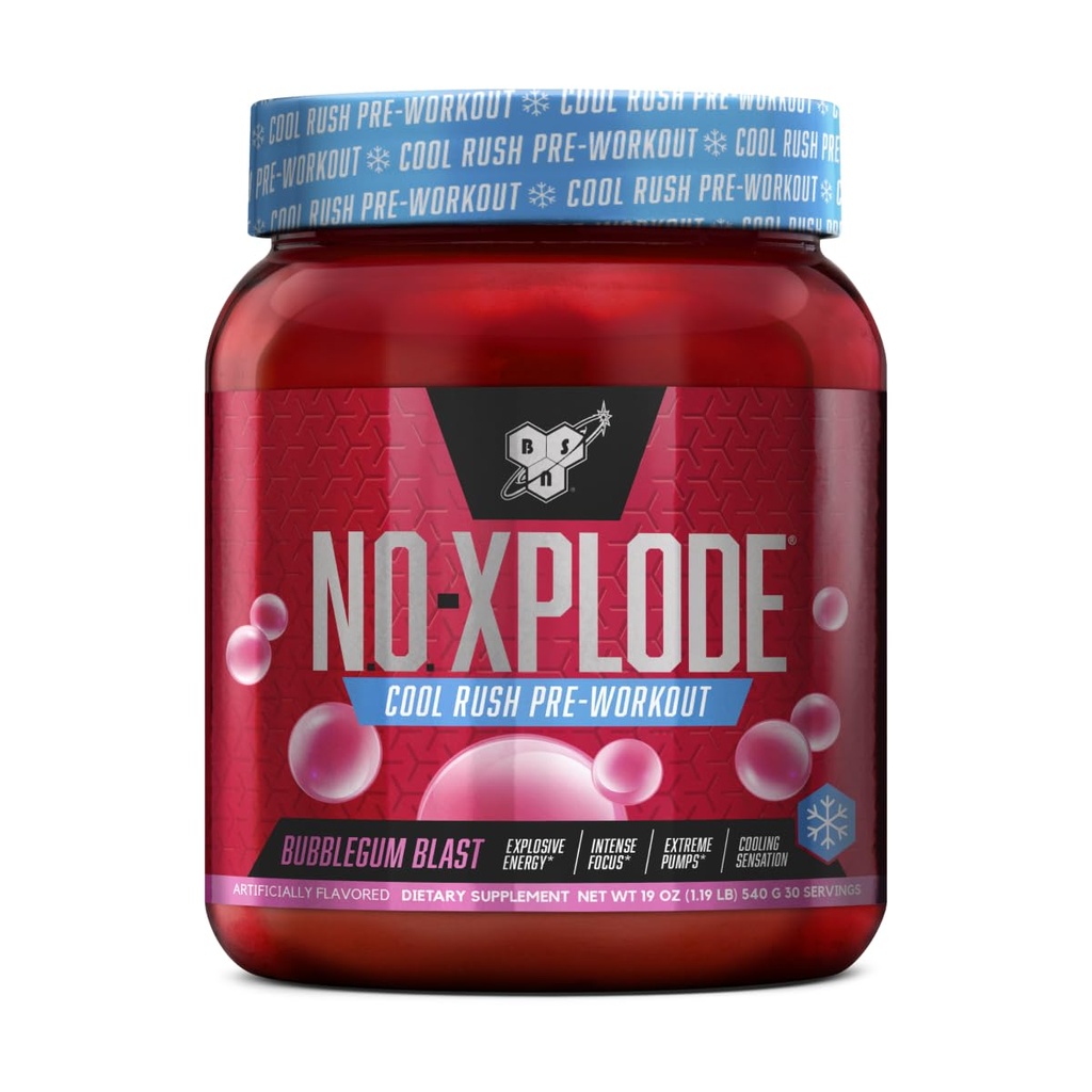 BSN N.O.-XPLODE Cool Rush Pre Workingout Powder,预研能量补充剂 配有Creatine和Beta-Alanine的男女,新火焰:泡泡爆破,30种服务