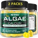 (2 Pack) Calcium Gummys for Women, Sugar Free Calcium Supposed from Sustainable Algae (第3党测试) 维生素D3 K2, C, Zinc, Boron, Manganese for Bone Strigions, Calcium Absopulation, Vegan 的无糖钙补充剂 维加恩