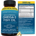 三强Omega 3 男女鱼油补充剂 — 2500 mg 高概率,易服Absorb再酯Triglyceride Form, Pescatarian-Friendly DPA EPA DHA Omega 3 补充剂,180 Softgels