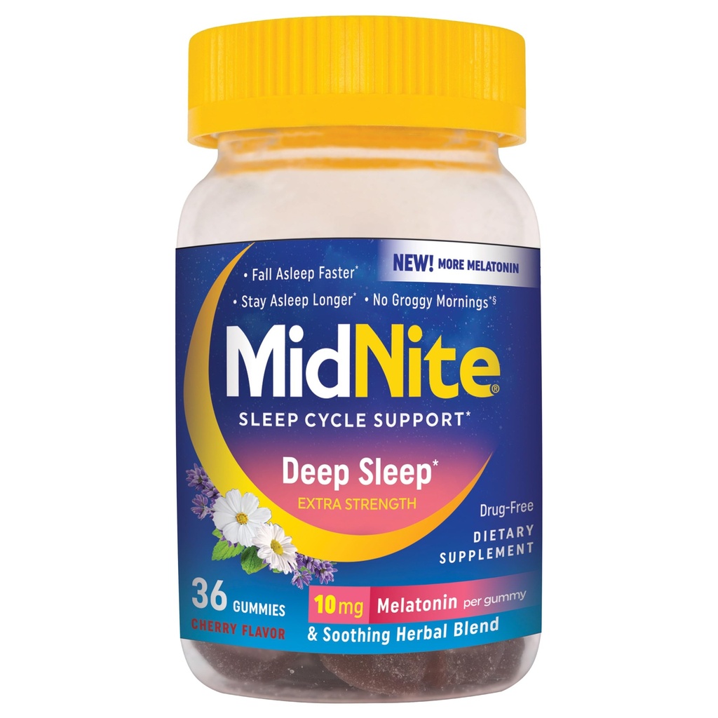 中Nite 深眠 外力 10 mg Melatonin 睡眠援助,非哈比特成型,草药 成人饮食补充,无药,无脂,无乳糖,蔬菜友好,36 Gummies