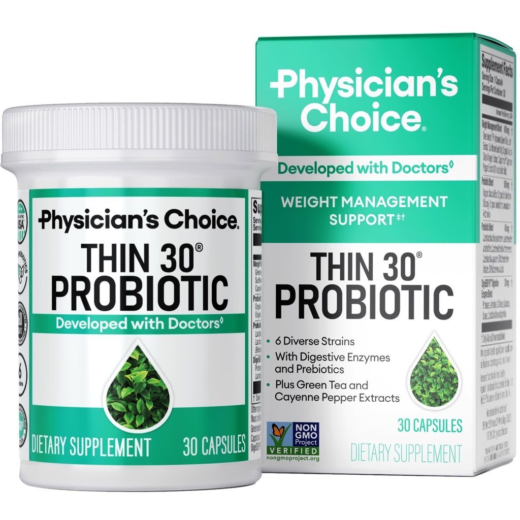 物理家的CHOICE 体重管理与布洛廷(英语:CHOICE Probiotical for Wight Management and Bloating) - 6 Probiotic Strains - 预生 - 关键成分 Cayenne - 支持古特健康 - 男女体重管理 - 绿茶 - 30 CT