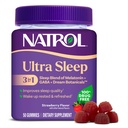 Natrol Ultra Sleep 3-in-1 100% 无药睡眠援助 与Melatonin, GABA & Botanics, 饮食补充品, 非哈比特成型, 50 Gummys