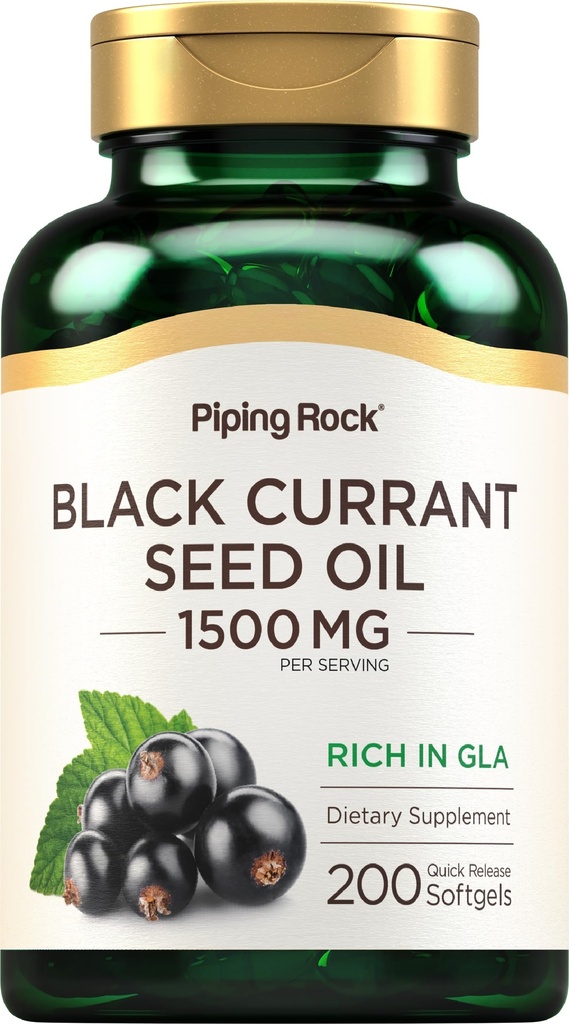 Piping Rock Black Currant种子 油软胶 Capsules → 1500mg → 200 Counter → Gamma Linolenic Acid (GLA) → Non-GMO, Gluten Free Supplement