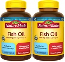 天然制鱼油 Omega 3 补充剂,1000毫克软胶,Omega 3 鱼油用于健康心脏支持,90 软胶,45天供应(包2)