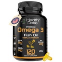 健康剂量 Omega 3 鱼油 2000mg – Lemon-Flavored Softgel 配有 EPA 800mg & DHA 600mg 用于大脑,心脏,以及健康支持 – Easy-to-Digest, No Fish Burps – 120 Softgels, 2-Month Supplication – 易向潜水,无鱼Burps – 120 Softgels, 2-Month Supplement