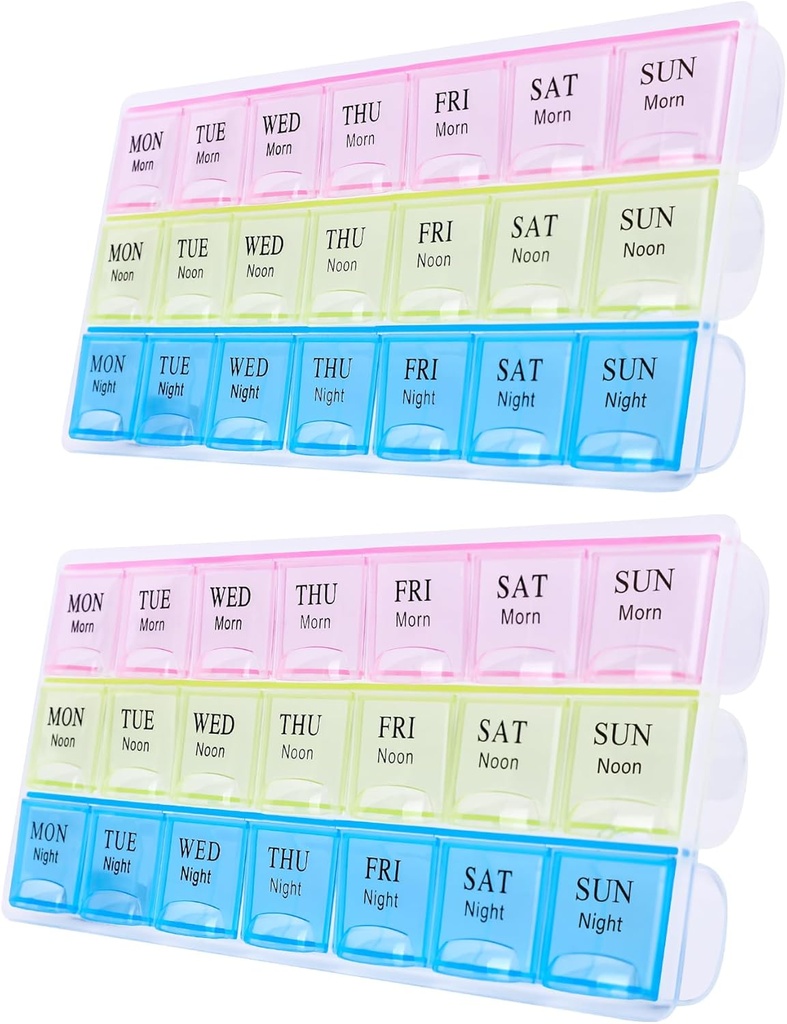 大型"每周药丸"组织者 3 Times A Day, Moisture-Proof 7 Day Pill Box, Pills Vitamin Fish Oil Supplements, Medicine cases 旅行药丸案例可移植