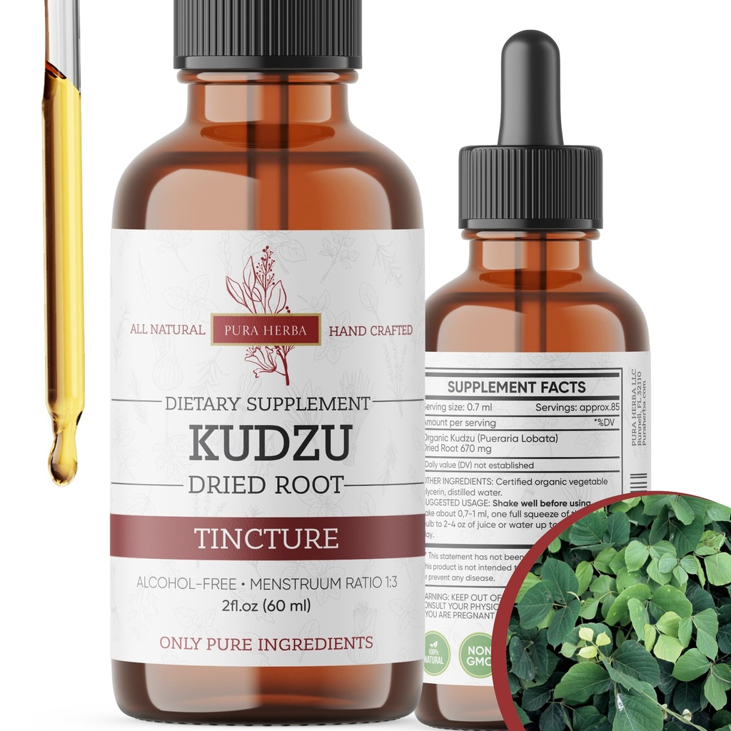 有机Kudzu根提取法 — 无酒精, Vegan 酒精支持补充法 — 2 Fl Oz — 非GMO, 美国制造