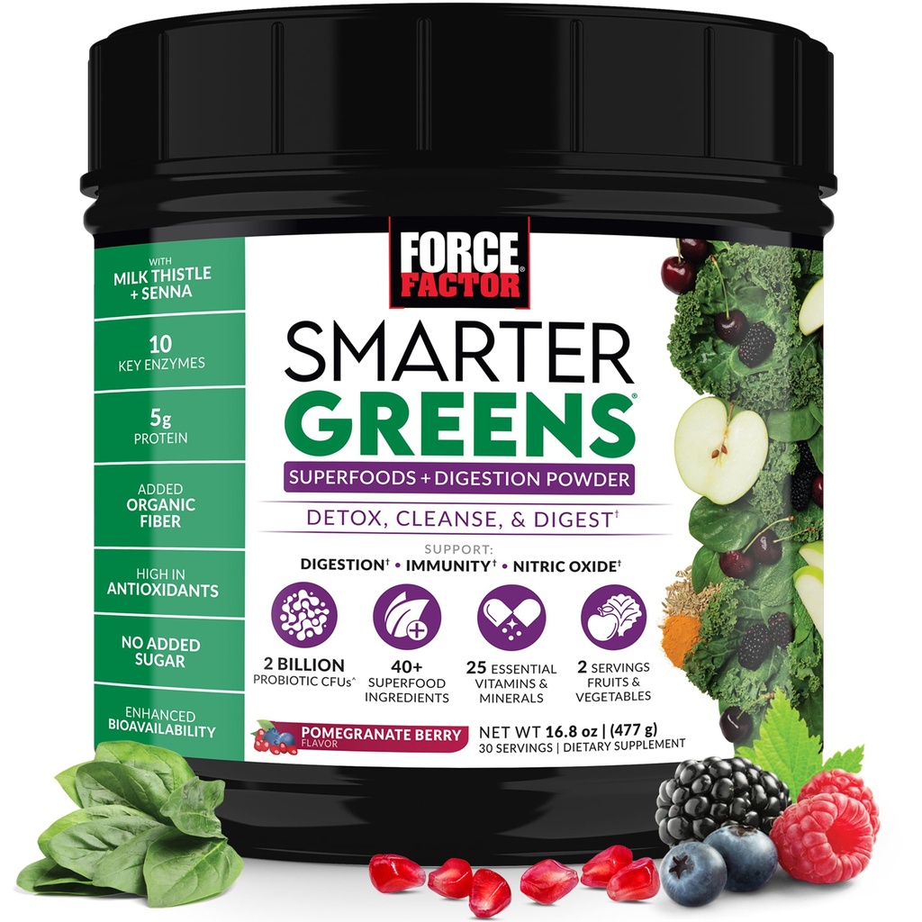 支持消化剂、Gut Health、Bloating、Greens Powder 配有Probiotics、Prebiotics、消化酶、和适应原体、石榴莓、30种服务