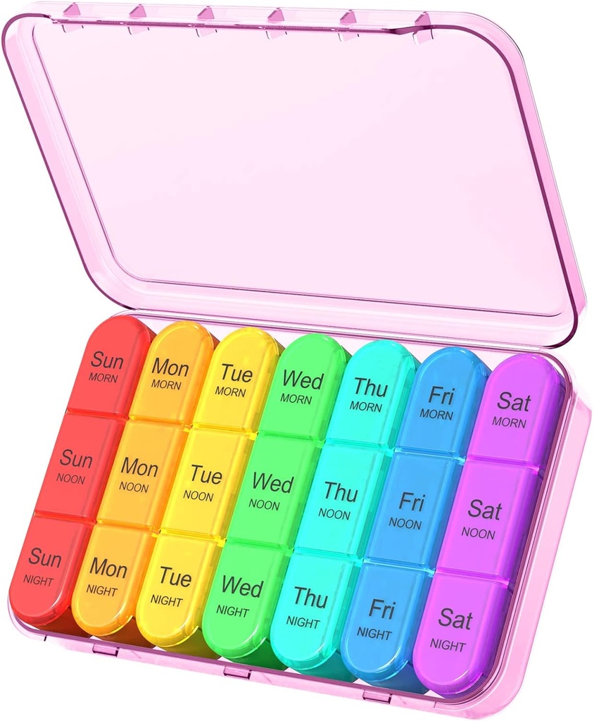Daviky Daily Pill Box 组织者 - 7日 Pill Box 配有 3 类比, 持有维生素和药物