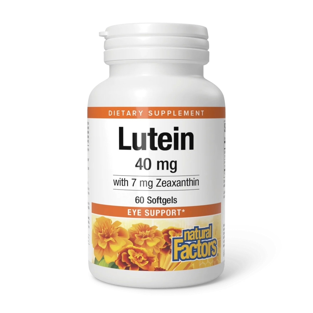 自然因素,Lutein 40毫克,抗氧化剂支持健康眼和皮肤与Zeaxanthin,60软胶