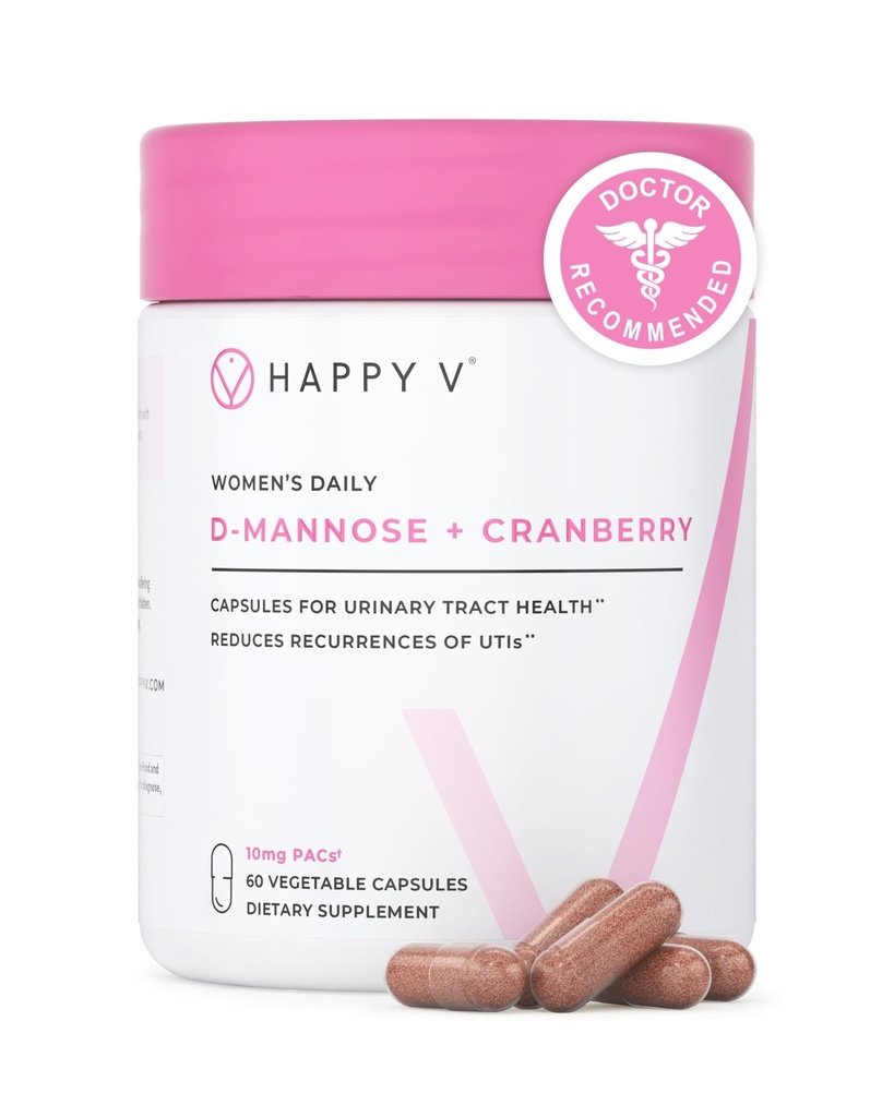 Happy v Mannose博士 配有 Cranberry 药丸 女性 Cranberry 配有 UTI 感染预防、Bladder 和 Urinary 配有 健康与和谐