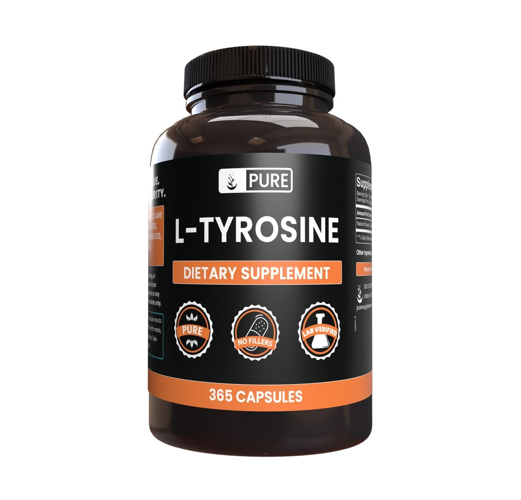 L-Tyrosine(365帽) 无镁或水稻充料器,永远纯净,实验室验证