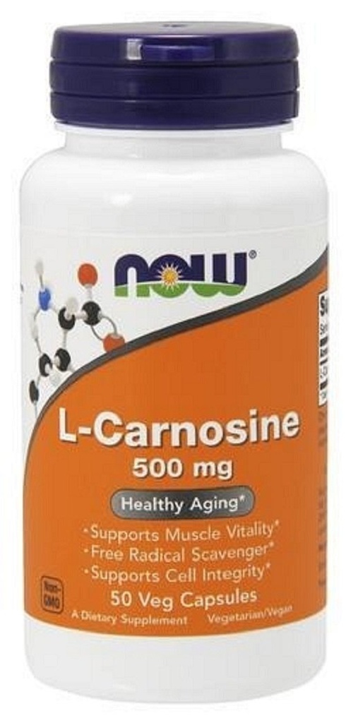 现在食品补充品,L-Carnosine(Beta-Alanyl-L-Histidine)500毫克,健康老化,50维卡普尔