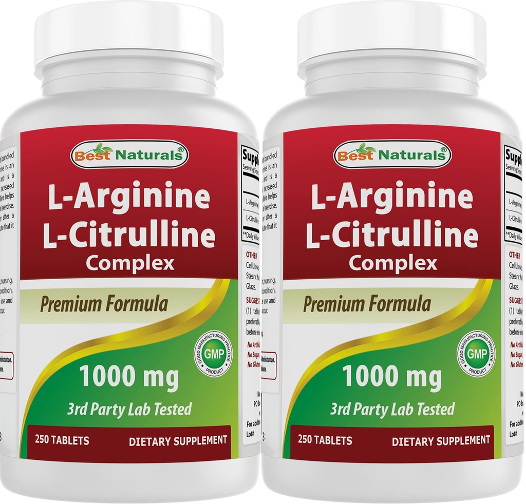 Best Naturals L-Arginine L-Citrulline Complex 1000 mg 250 平板电脑(250 count of 2)