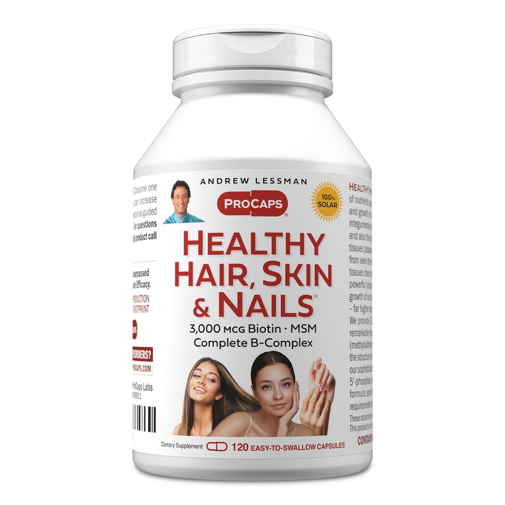 AndreW Lessman 健康头发,皮肤和钉子 120 Capsules - 5000 mcg 高生物活性生物素, B-Complex. 提倡美丽皮肤,强钉. 无添加物 毛发生长维生素 生物素补充剂