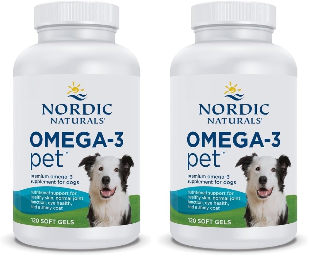 北欧自然组织Omega-3 宠物,未受欢迎 - 120 软宝石 - 330 mg Omega-3 Per Soft Gel - 食用EPA & DHA - 促进心脏,皮肤,大衣,和免疫健康(Pack of 2)
