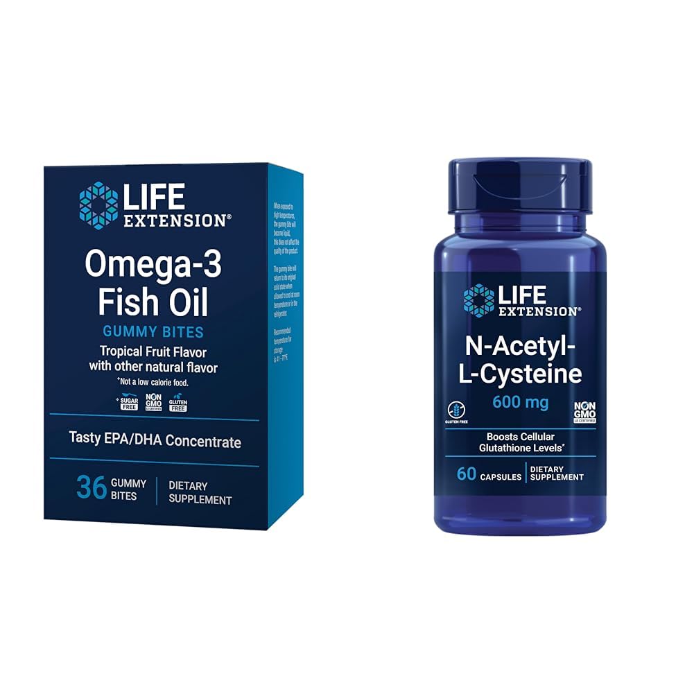 Omega-3鱼油Gummy Bites和N-乙酰-L-Cysteine Imune和呼吸支持