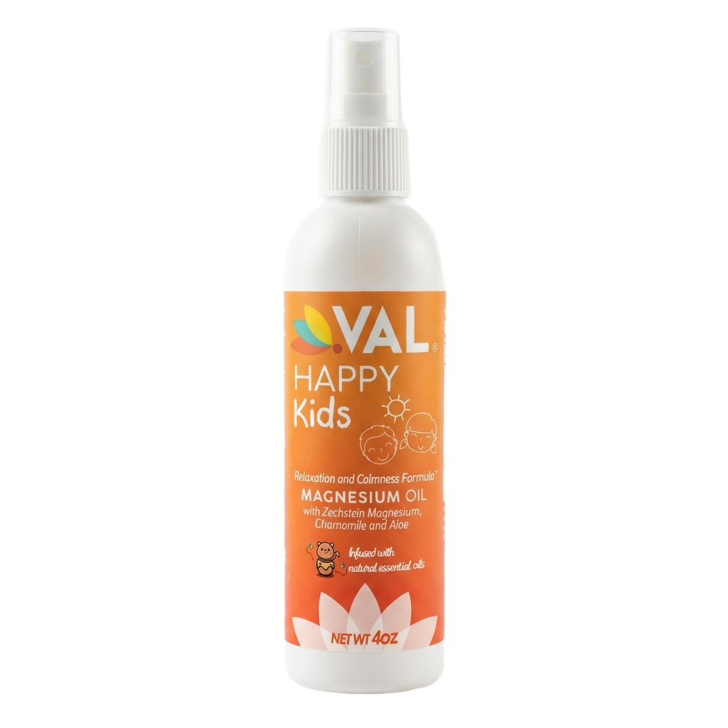 VAL Kids Magnesium Oil Spray – Natural Bedtime calm & Mood Support – Zechstein Magnesium, Chamomile & Aloe – No Itch – Fast-Absorbing – 美国制造 – 4oz