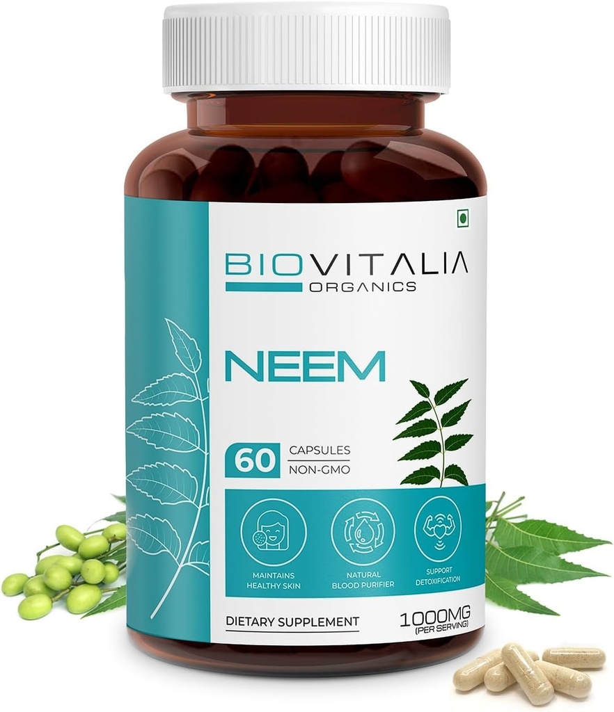 Biovitalia Plant 基于Neem 1000mg Capsule 供男性和女性使用。