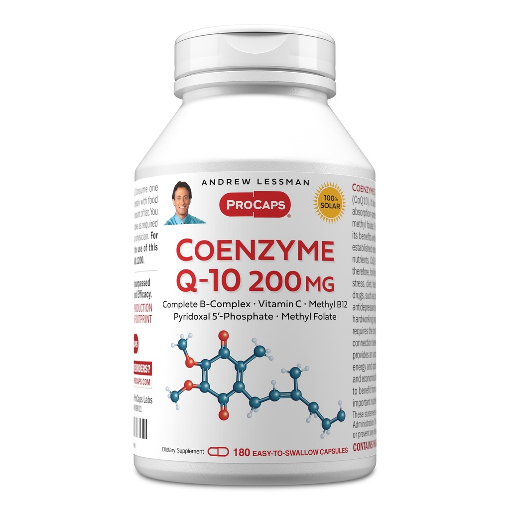 Andrew LessMAN Coenzyme Q-10 200 mg 180 capsules - 能源生产和优化关键器官功能、抗氧化剂支持、老化消耗,+ B-Complex。 容易燕子笼盖