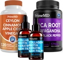 5-in-1 锡兰肉桂(120cm),4-in-1 生物素 Collagen Keratin Saw Palmetto (2 f oz - 2 Pack) & 6-in-1 Maca Root Ashwagandha (120cm) Bundle - 能源,茂德,毛发,皮肤和免疫支持补编