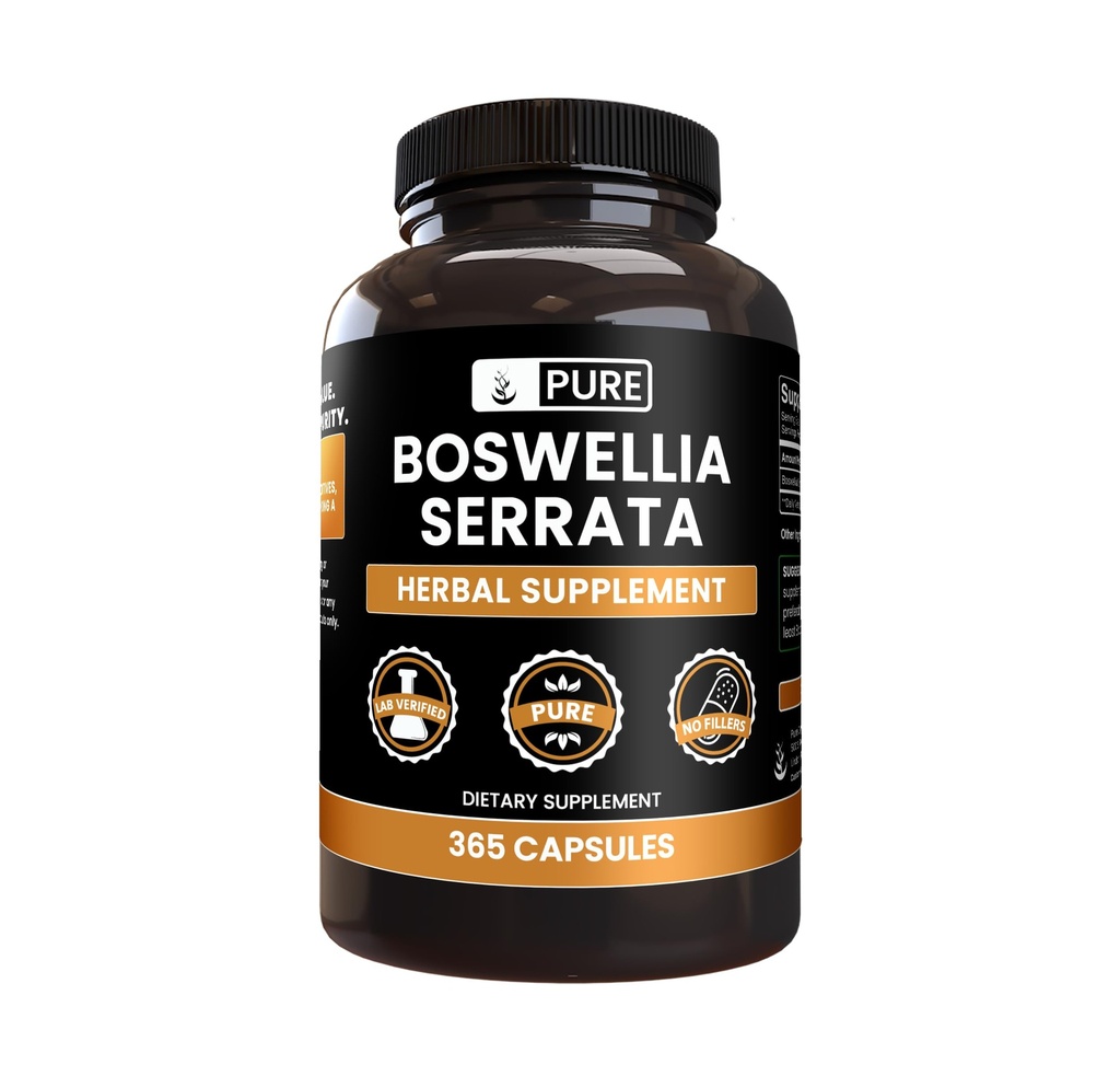纯原始成份 Boswellia Serrata (365 capsules) 无镁或水稻充料, 永远纯净, 实验室验证