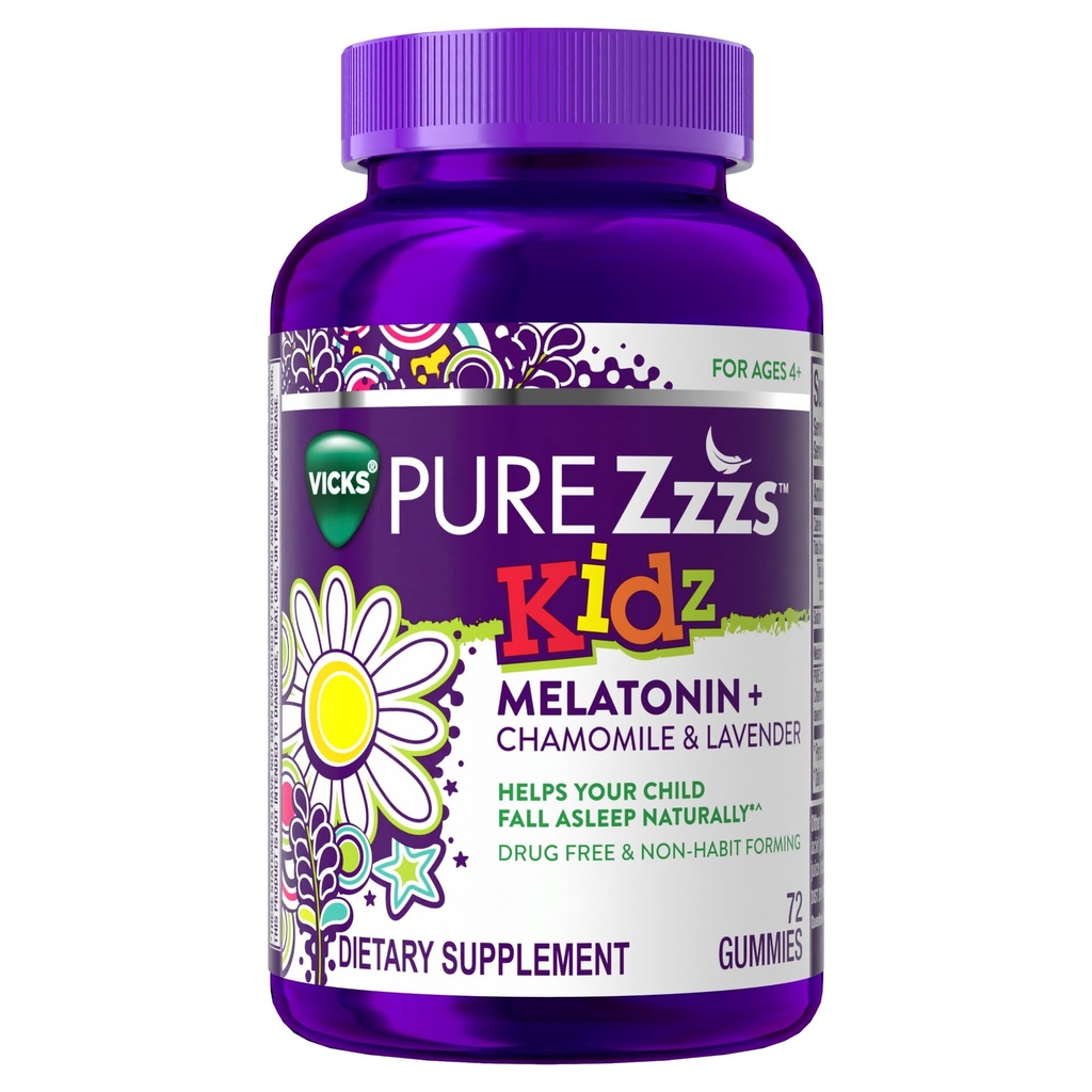 (原始内容存档于2018-07-21) (英语). PureE Zzzs Kidz, Kids, Kids Melatonin Gummy, Sleep Aid, Low Melatonin for Kids, with Chamomile and Lavender, Melatonin 1 mg, Melatonin Gummys Kids, Berry Flamvored, 72 Sleep Gummys.