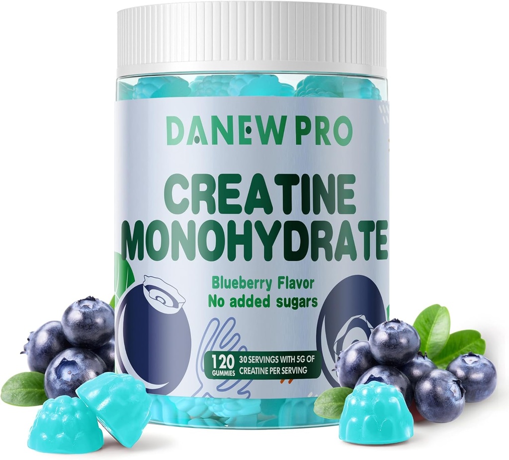 Creatine Monohydrate Gummys 5000mg for Men & Women, Creatine Monohydrate for Muscle strong, 肌肉构建器, 能量靴, 工作前补充(120个计数) - 蓝莓火焰
