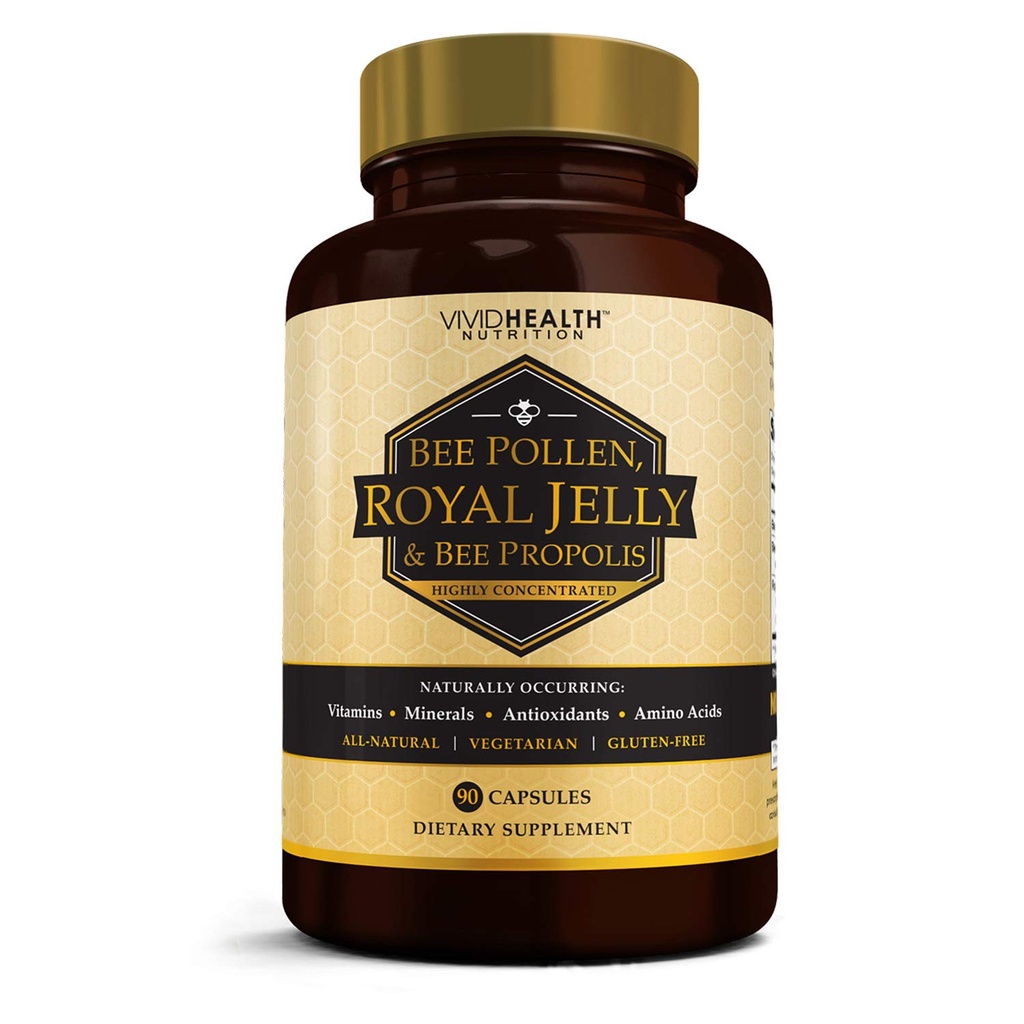 极有可能的皇家Jelly和Bee Pollen Capsules, 90个伯爵