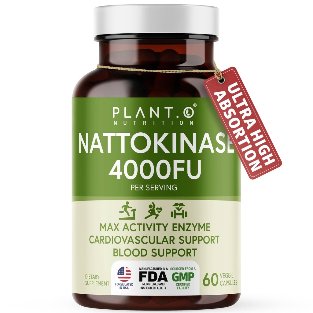 与Max Enzyme 支持的 Nattokinase 补充 - 4,000 FU Per service - 心脏健康支持的 Premium Nattokinase 公式 - 60 Capsules - 在美国制造