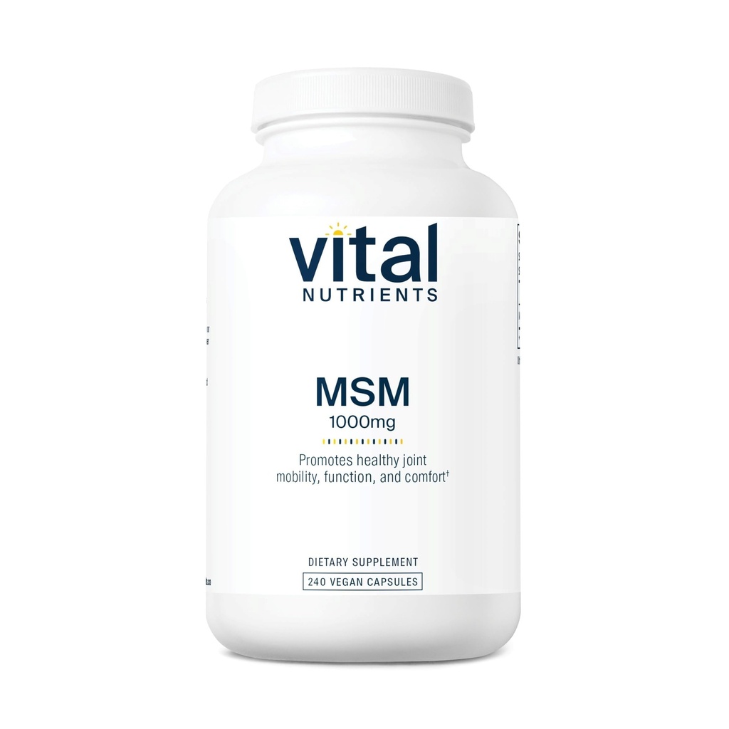 重要营养物 - MSM 1000 mg - 有机硫的自然形态 - 240 capsules