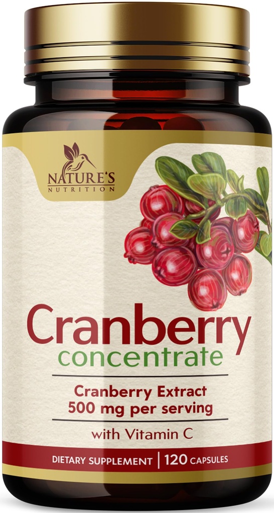 Cranberry Pills 补充 25,000mg - 新鲜的Cranberry 等效于维生素C & E - 尿液Tract 健康支持,无糖配方,果粉提取 - 非GMO,美国瓶装 - 120 Capsules