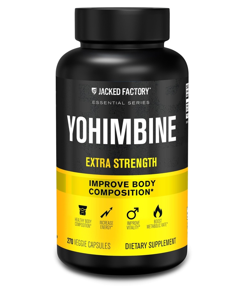 Jacked Factory Yohimbine Extrastruction Supplements, 270 Capsules - Premium Yohimbe Bark 经验丰富的用户提取 - 身体重组, 能量和更多 - 零填充器 - 270 Veggie Capsule Pills