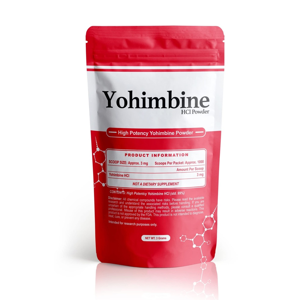 散装刺激剂 Yohimbine HCl 粉末 | 3 mg / Scoop | 1000 scoop / 包 | 3 grams