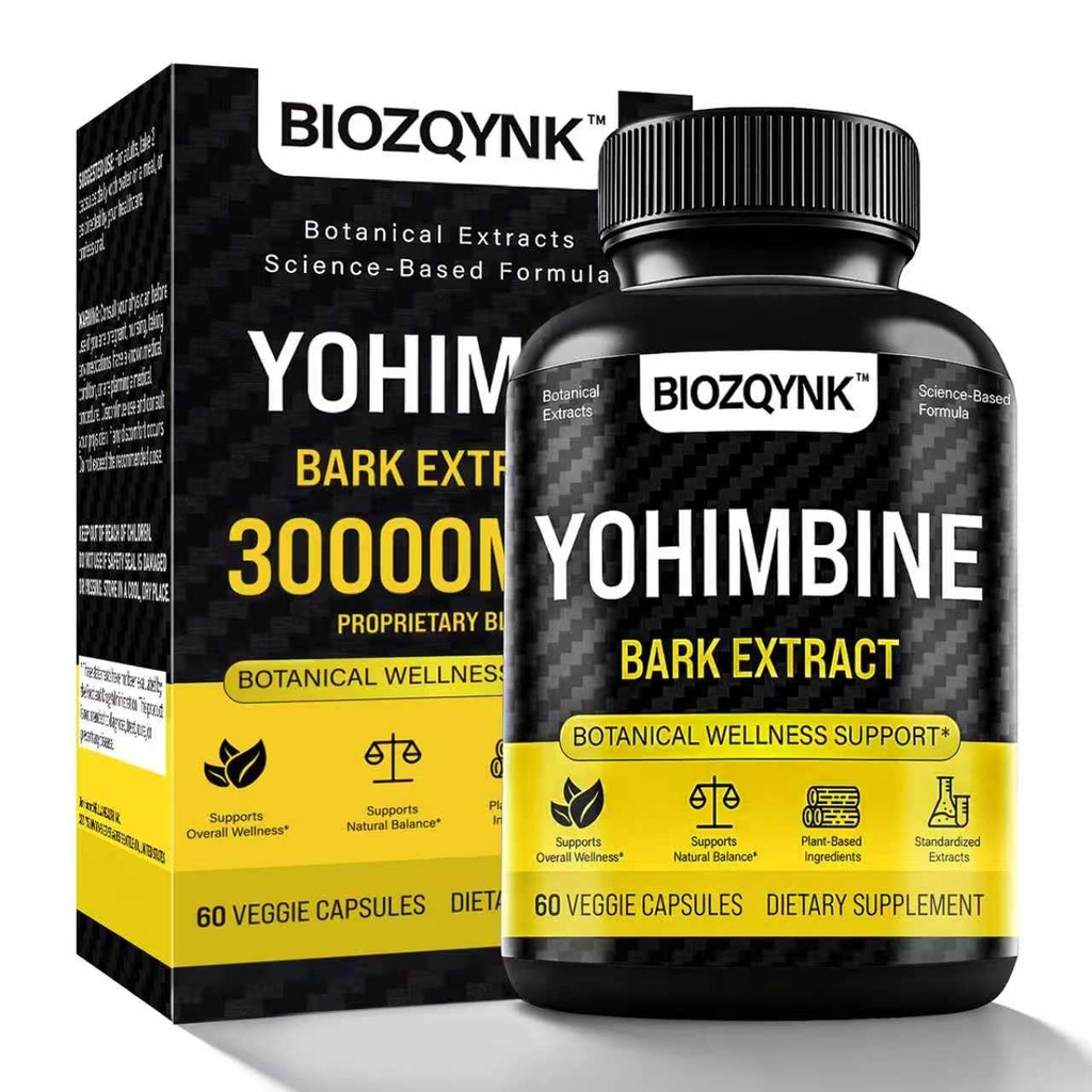 植物生命力公式 – Yohimbe 提取 + Muira Puama + Maca Root + Black Pepper & Zinc – 植物为天井的组合 – 60 Vegan Capsules