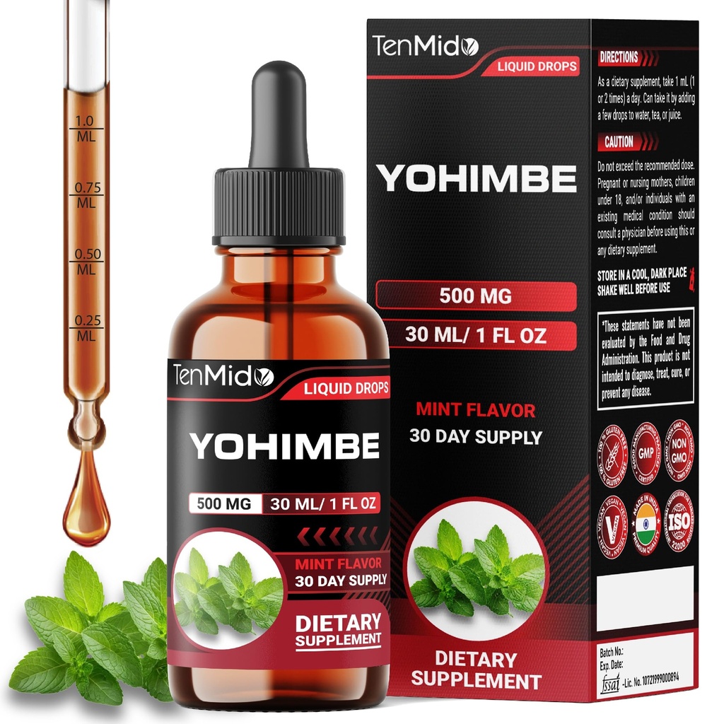 男女Yohimbe补充剂 -- -- Yohimbine 10mg液滴 -- -- 无酒精、Vegan、非GMO -- -- 30ml 1 Fl OZ