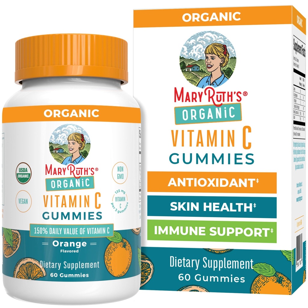 玛利亚鲁斯有机体 成人维生素 C Gummys USDA有机体 Vegan 可食用维生素 C Gummys for Ages 14 + + + imune 支持和整体健康 Vegan → Non-GMO → Orange Flavor → 60 Counter
